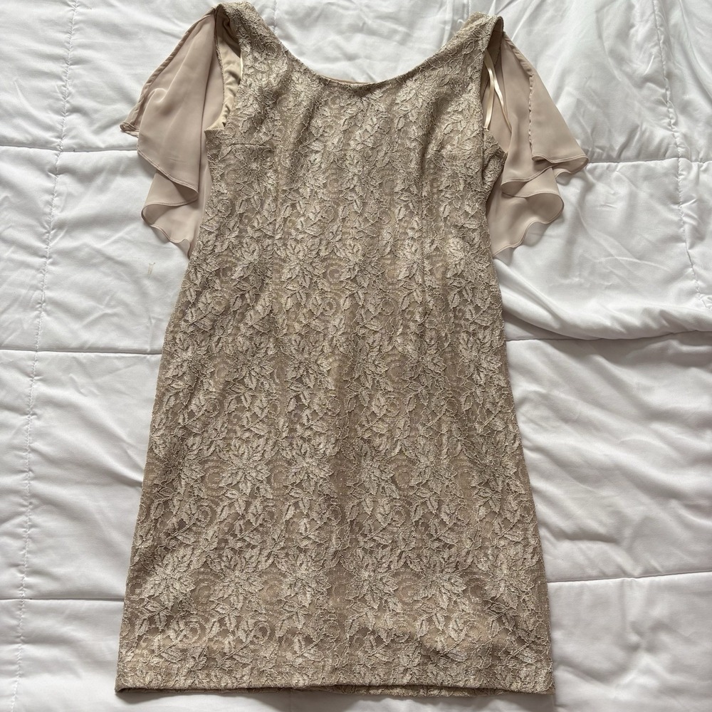 Cocktail Mother Of The Bride Dress Womens 16 Beige Quiet Luxury Feminine Dainty